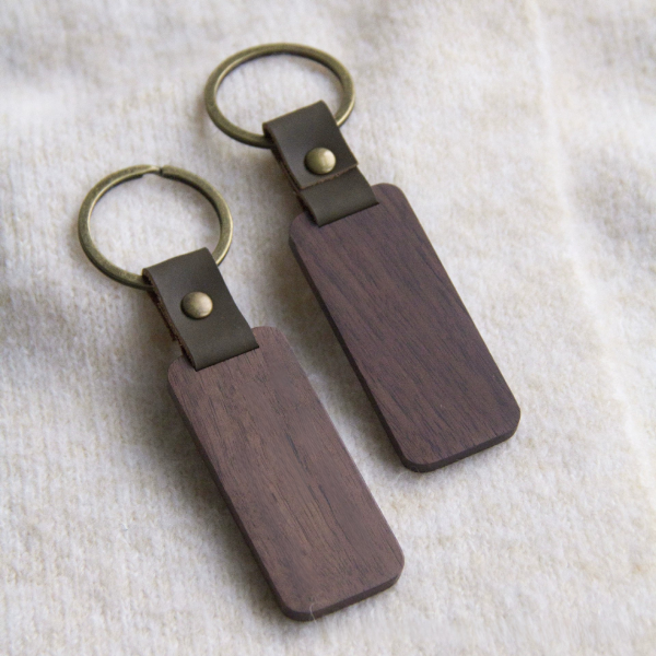 Handcrafted Thickened Solid Wood & Genuine Leather Keychain - Walnut, Zebrawood & Purpleheart