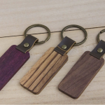 Handcrafted Thickened Solid Wood & Genuine Leather Keychain - Walnut, Zebrawood & Purpleheart