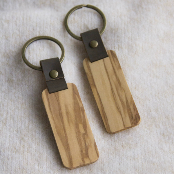 Handcrafted Thickened Solid Wood & Genuine Leather Keychain - Walnut, Zebrawood & Purpleheart