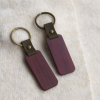 Handcrafted Thickened Solid Wood & Genuine Leather Keychain - Walnut, Zebrawood & Purpleheart