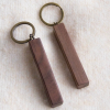 Handcrafted Geometric Solid Wood Block Keychain with Brass Ring - Walnut, Olive & Acacia Wood