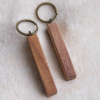 Handcrafted Geometric Solid Wood Block Keychain with Brass Ring - Walnut, Olive & Acacia Wood