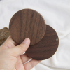 镜子1 (3) Handcrafted Solid Walnut Wood Pocket Mirror - Rotating Magnetic Compact Mirror