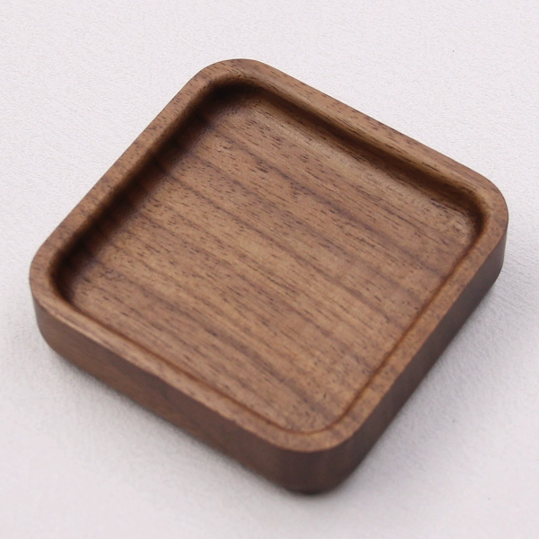 首饰盒3 (1) Handcrafted Solid Walnut Wood Jewelry & Ring Dish - Round, Square & Heart Shapes