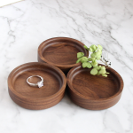 Handcrafted Solid Walnut Wood Jewelry & Ring Dish - Round, Square & Heart Shapes