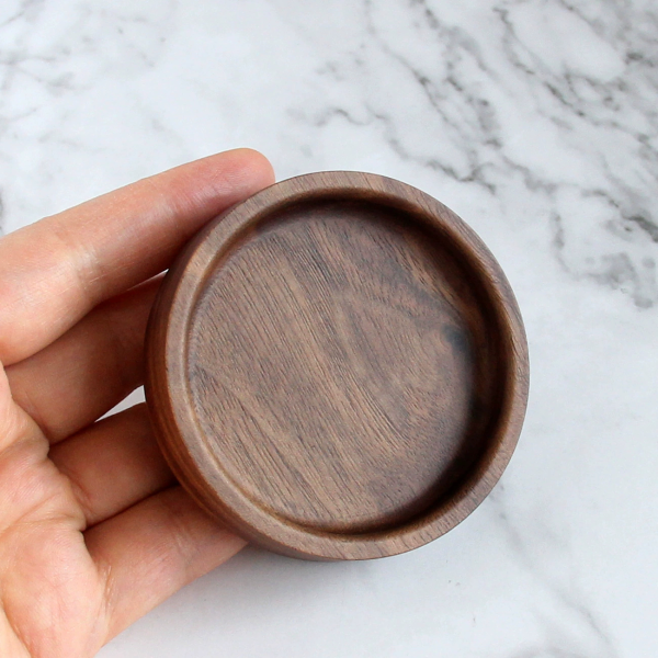 首饰盒3 (3) Handcrafted Solid Walnut Wood Jewelry & Ring Dish - Round, Square & Heart Shapes