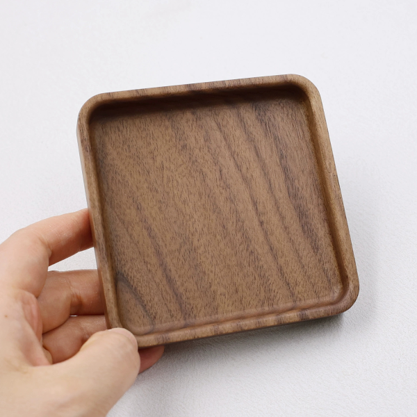 q7V2kM_93 Handcrafted Single-Block Solid Walnut Jewelry Dish - Round, Square & Heart Shapes